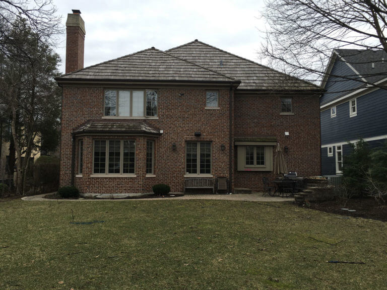 before photo of patio and backyard for an Elmhurst, IL project
