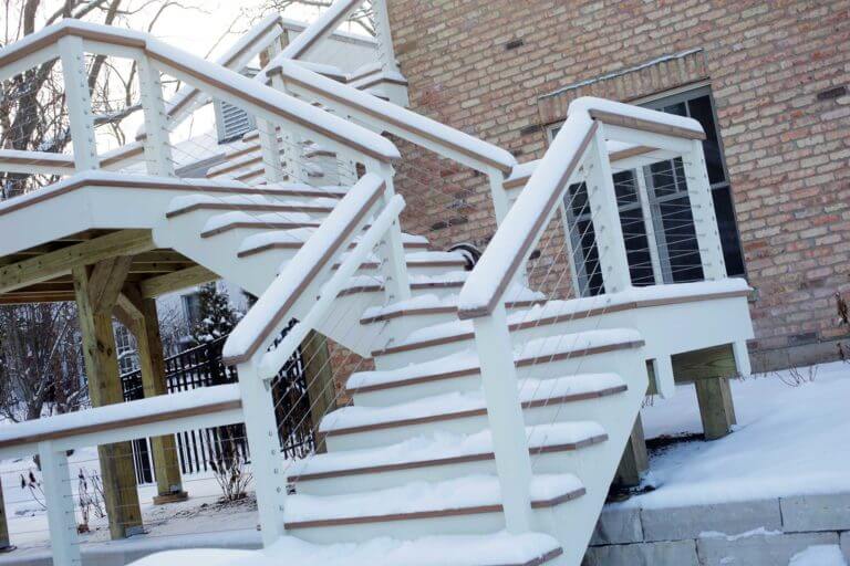 backyard staircase of The Tree House landscape design project in Glen Ellyn, IL